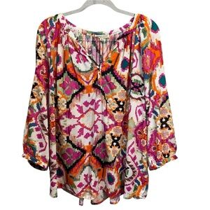 Christian Siriano Lightweight Colorful Women's Plus Size Bohemian Top 1X